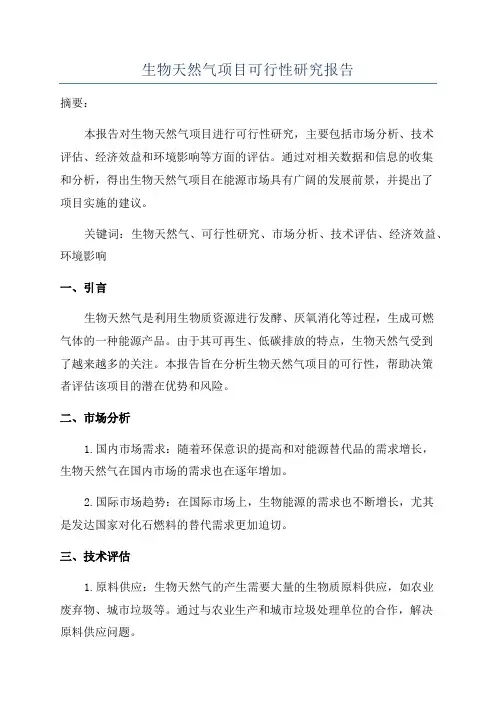 生物天然气项目可行性研究报告