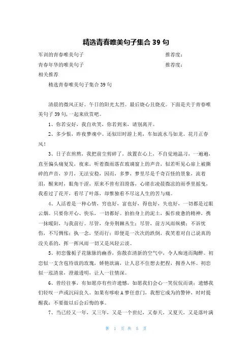 精选青春唯美句子集合39句