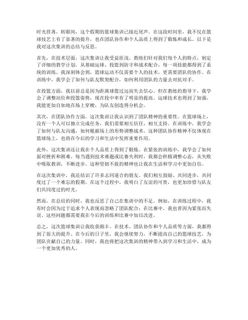 篮球集训假期总结范文