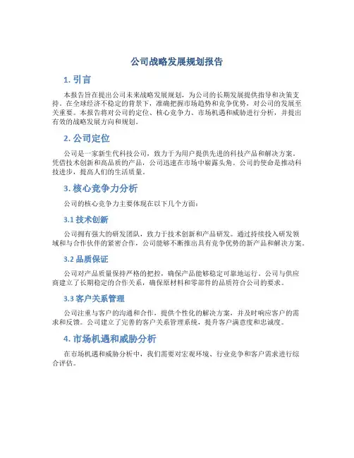 公司战略发展规划报告