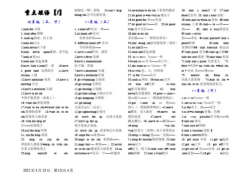 冀教版初中英语重点短语