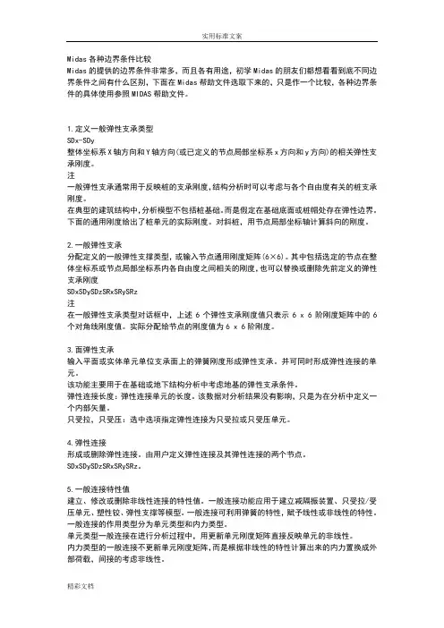 Midas各种边界条件比较