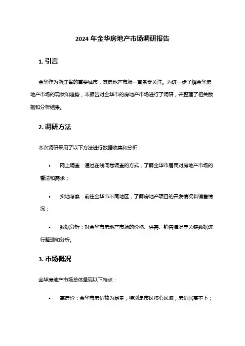 2024年金华房地产市场调研报告