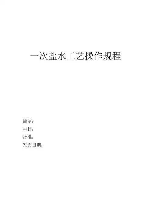 一次盐水工艺操作规程