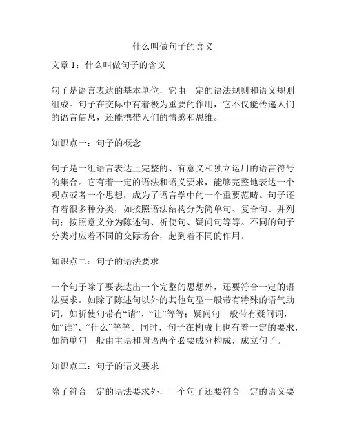 什么叫做句子的含义