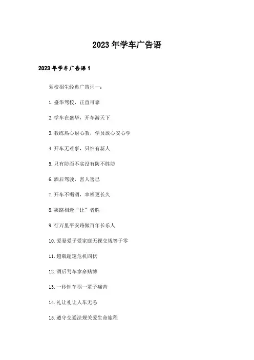 2023年学车广告语