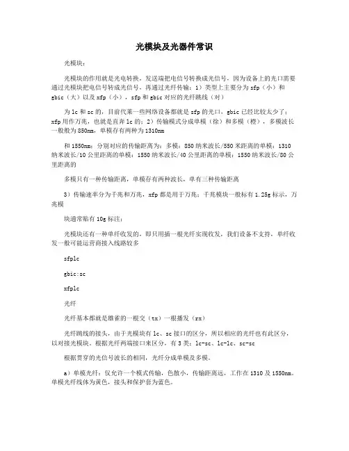 光模块及光器件常识