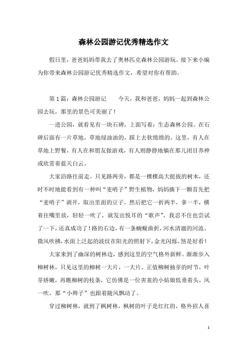 森林公园游记优秀精选作文