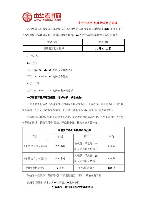 消防工程师考试科目分数