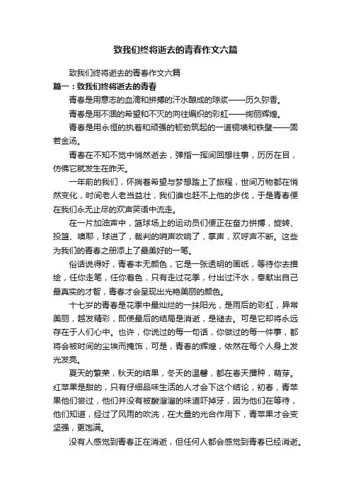 致我们终将逝去的青春作文六篇