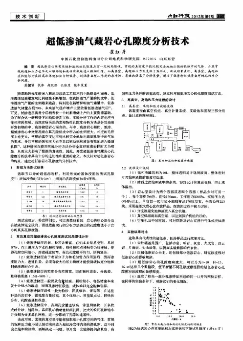 超低渗油气藏岩心孔隙度分析技术