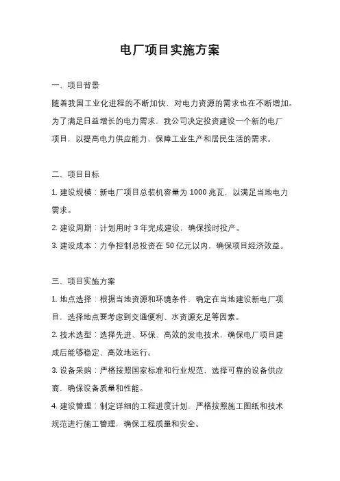 电厂项目实施方案