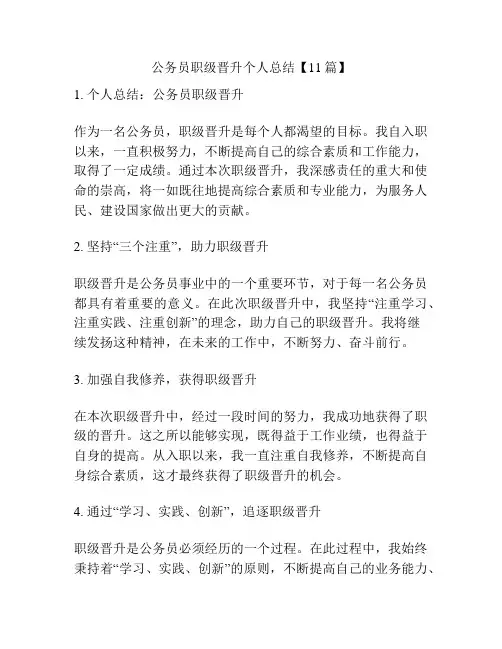 公务员职级晋升个人总结【11篇】