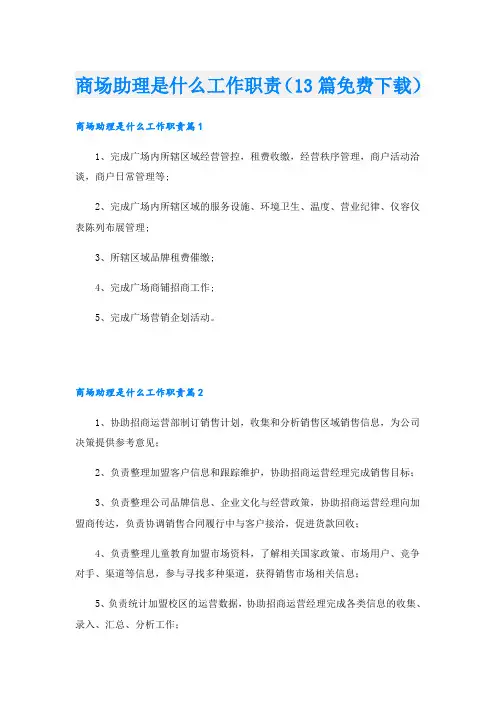 商场助理是什么工作职责(13篇下载)