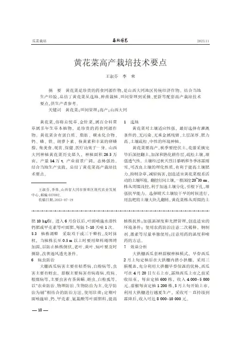 黄花菜高产栽培技术要点