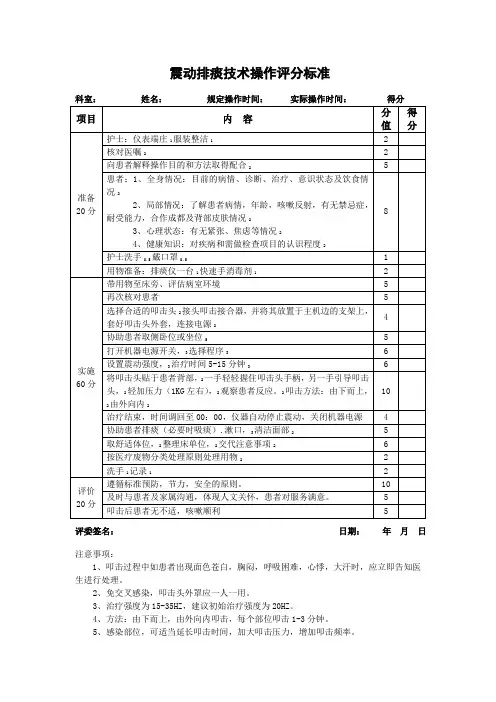 震动排痰操作技术评分标准
