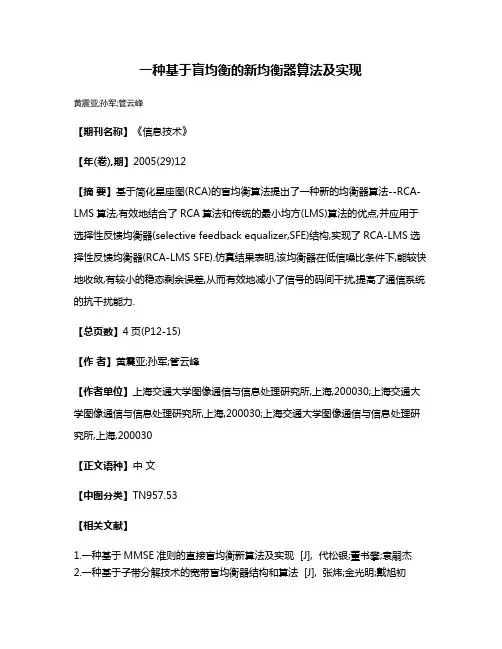 一种基于盲均衡的新均衡器算法及实现