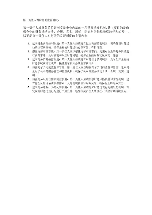 第一责任人对财务的监督制度