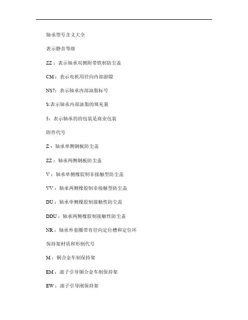 轴承型号含义大全