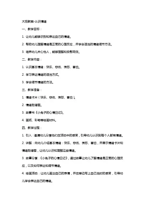 大班教案-认识情绪