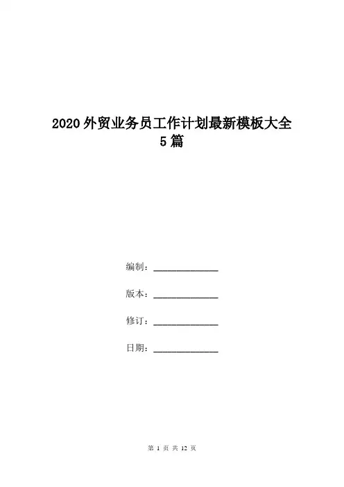 2020外贸业务员工作计划最新模板大全5篇.doc