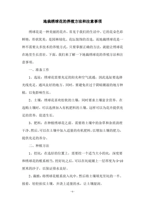 地栽绣球花的养殖方法和注意事项
