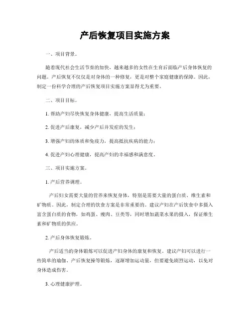 产后恢复项目实施方案