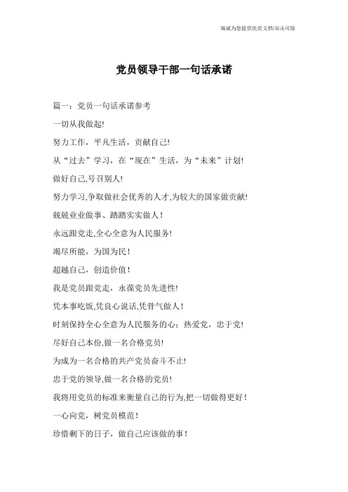 党员领导干部一句话承诺