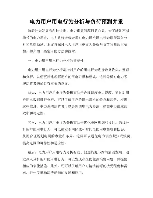 电力用户用电行为分析与负荷预测并重