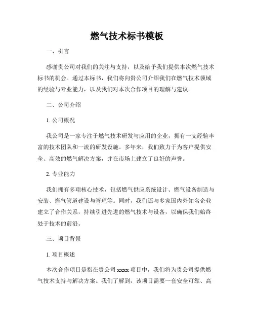 燃气技术标书模板