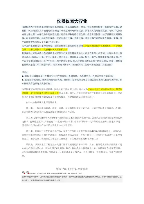 仪器仪表分类