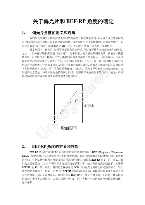 关于偏光片和BEF-RP角度的确定