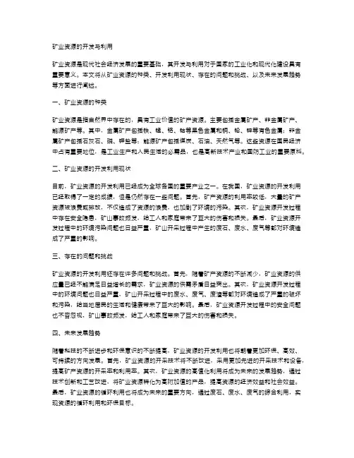 矿业资源的开发与利用