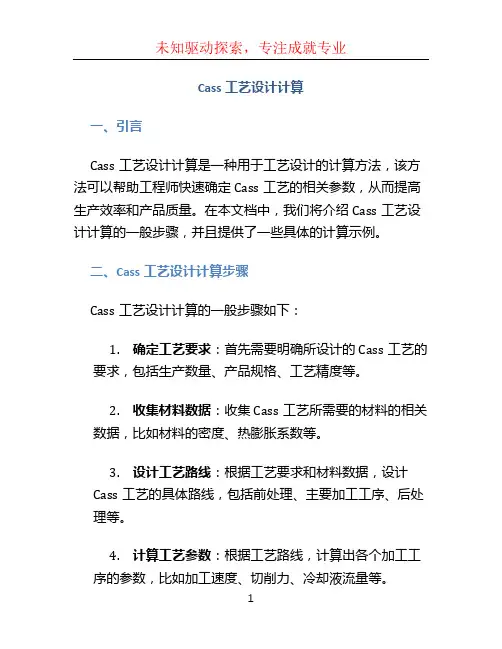 cass工艺设计计算