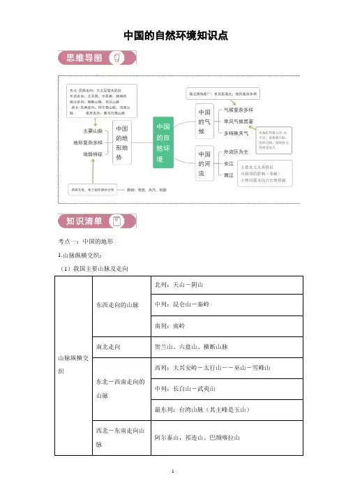 第二章中国的自然环境章节知识点人教版八年级上册