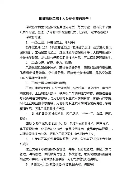 邯郸高职单招十大类专业都有哪些！