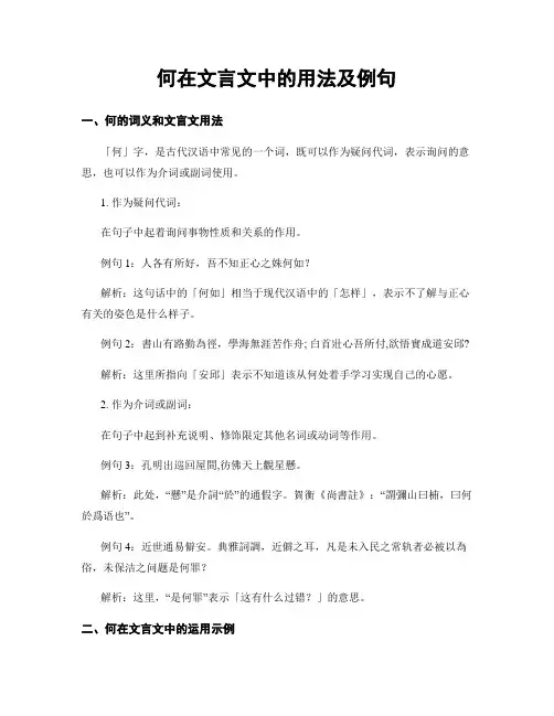 何在文言文中的用法及例句