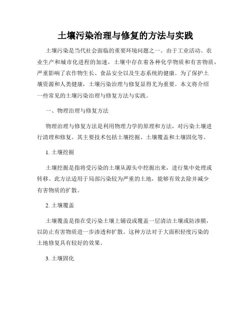 土壤污染治理与修复的方法与实践