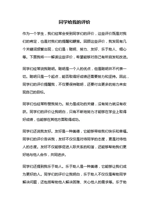 同学给我的评价