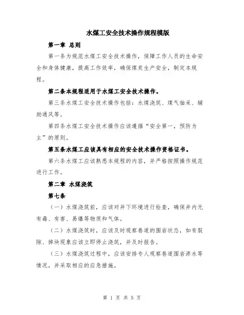 水煤工安全技术操作规程模版