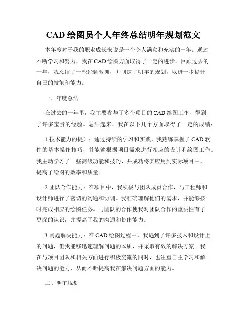 CAD绘图员个人年终总结明年规划范文