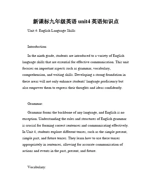 新课标九年级英语unit4英语知识点