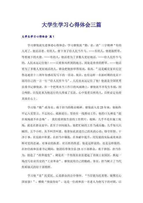 大学生学习心得体会三篇