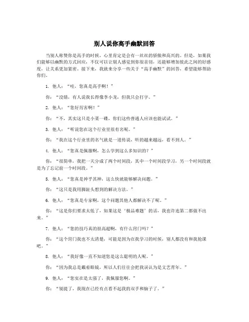 别人说你高手幽默回答
