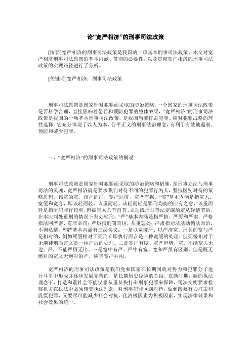 论“宽严相济”的刑事司法政策