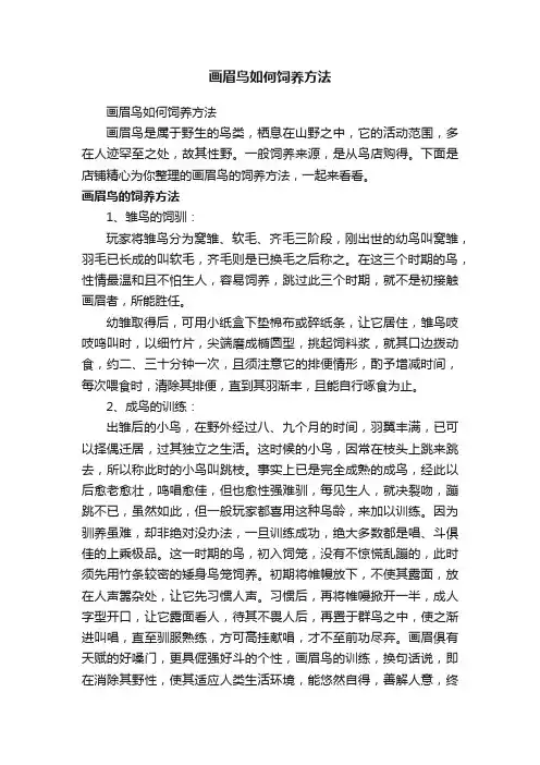 画眉鸟如何饲养方法