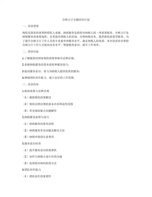 办税大厅专题培训计划