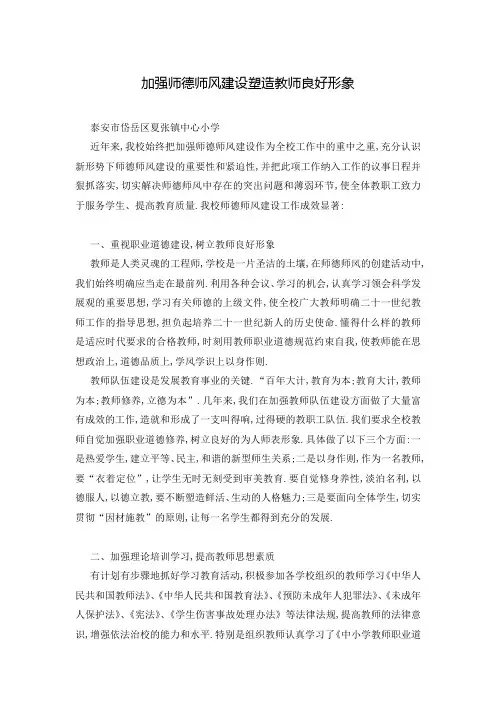 加强师德师风建设塑造教师良好形象