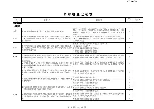 内审检查记录表