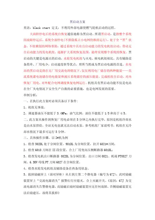 黑启动方案